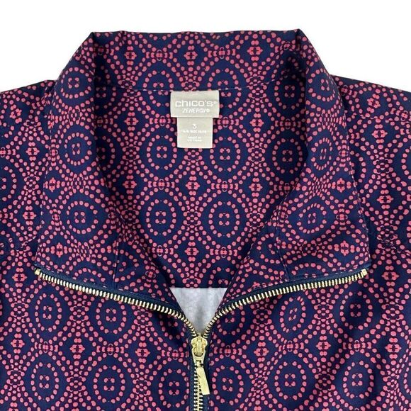 Chico's Zenergy UPF Neema Medallion-Print Jacket size 16/18 - Picture 3 of 11